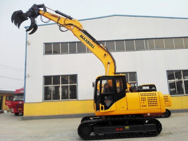 excavator with breaking hammer